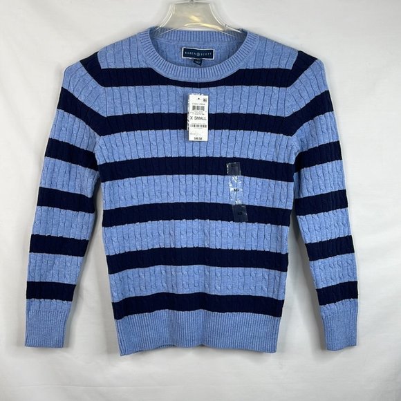 Karen Scott Sweaters - Karen Scott Navy & Blue Stripe Sweater Size: XS